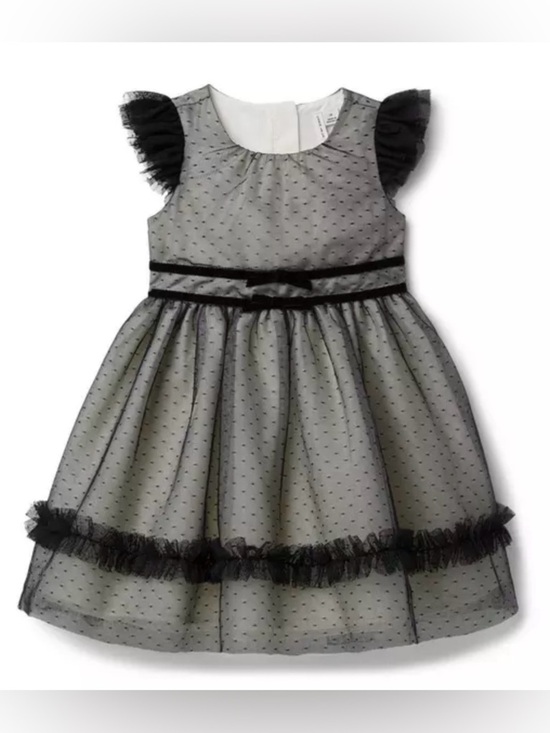 Janie and Jack Other - Janie and Jack Dot Tulle Mesh Velvet Cream Black Fancy Party Dress Girl’s Size 5